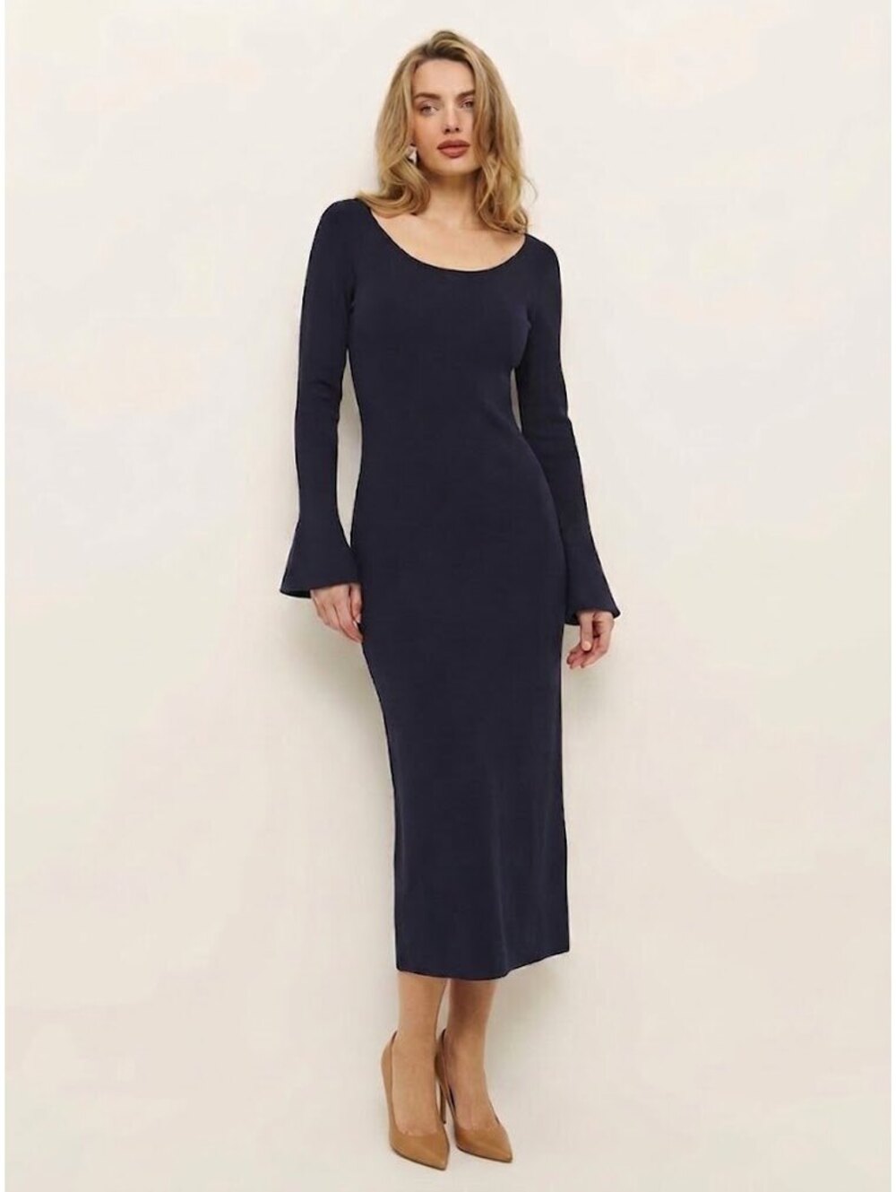 Vintage Ralph Lauren Bell Sleeve Midi Dress Size 8